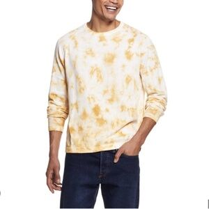 NWT Weatherproof Vintage Men's Cotton Tie Dye Raglan Sweater Buff Yellow Size XL